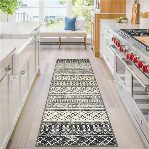 Boho Runner Rug 2x6 Moroccan Washable Non Slip Soft Hallway Kitchen Carpet - Picture 2 of 7
